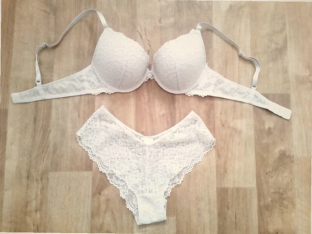 ~Spitzen PUSH UP BH + PANTY/HIPSTER~rosa~80 A/36/S~H&M~NEU~