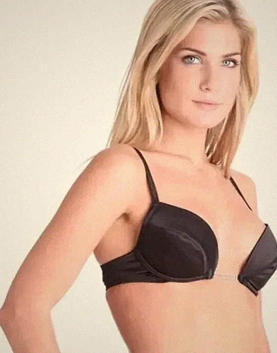 SPLENDOUR tief ausgeschnittener Plunge-BH vorne ohne schwarzen Satin Diamanten Größen 32-40 A-FF