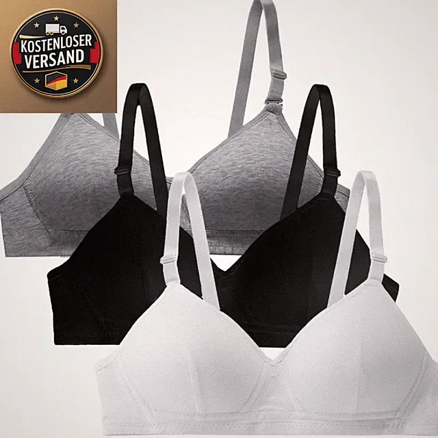 Sport BH 3er Set Ohne Bügel Nahtlos Gepolstert Kinder Damen 12