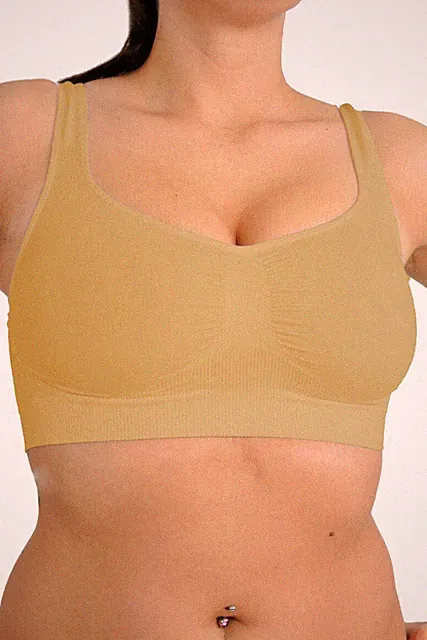 Sport-BH beige aus Stretch Material Shapewear mit breiten Trägern S M L XL 4XL