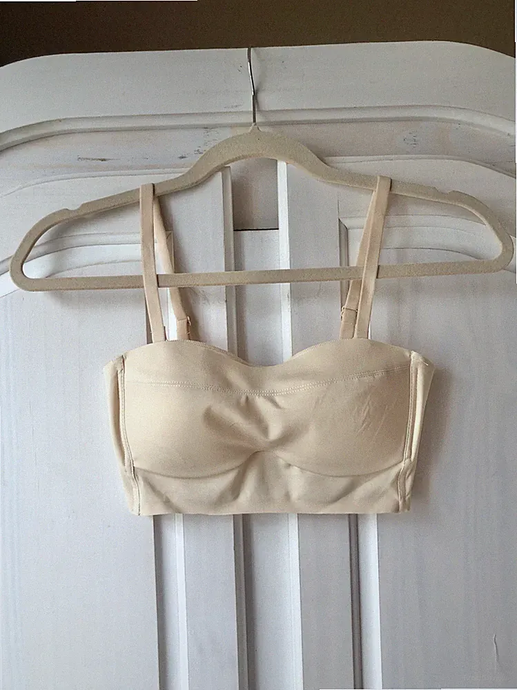 Sport-BH Bustier Bralette push up Bandeau Seamless Invisible trägerlos S Nude