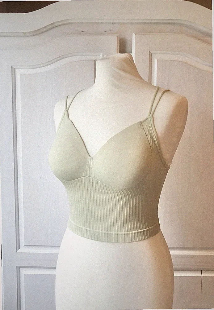 Sport-BH Bustier Bralette push up Khaki Bandeau Seamless Invisible S Grün Mint