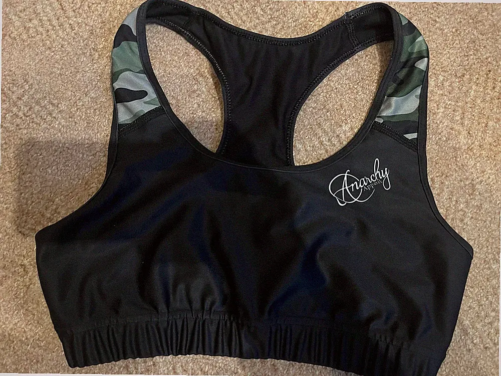 Sport-BH Bustier Damen Schwarz Olive Camouflage Anarchy Apparel M