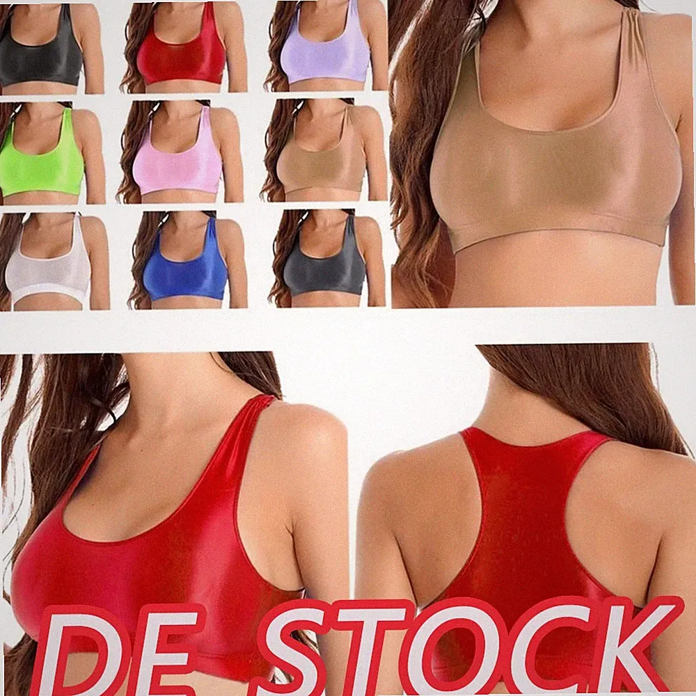 Sport BH Damen Glänzend Bustier BH Ohne Bügel Sport Bra Top Push up BH für Yoga