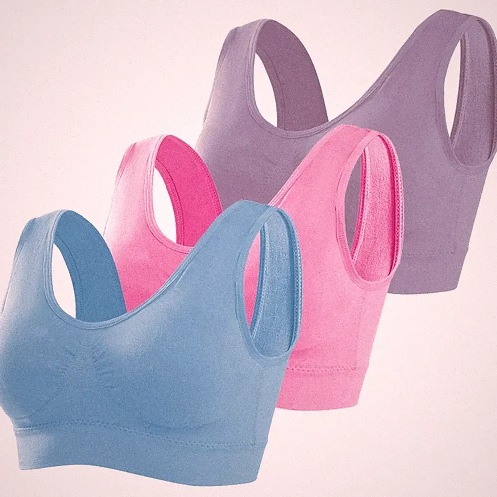 Sport BH Damen Große Brüste Push Up 3er Pack Gepolstert Yoga Laufen Joggen