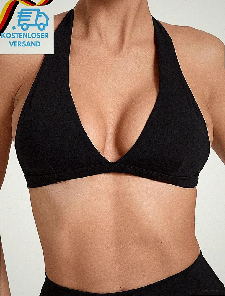 Sport-Bh Damen Neckholder Für Fitness: Rückenfrei Gepolstert Bra Mit Tiefem V-Au