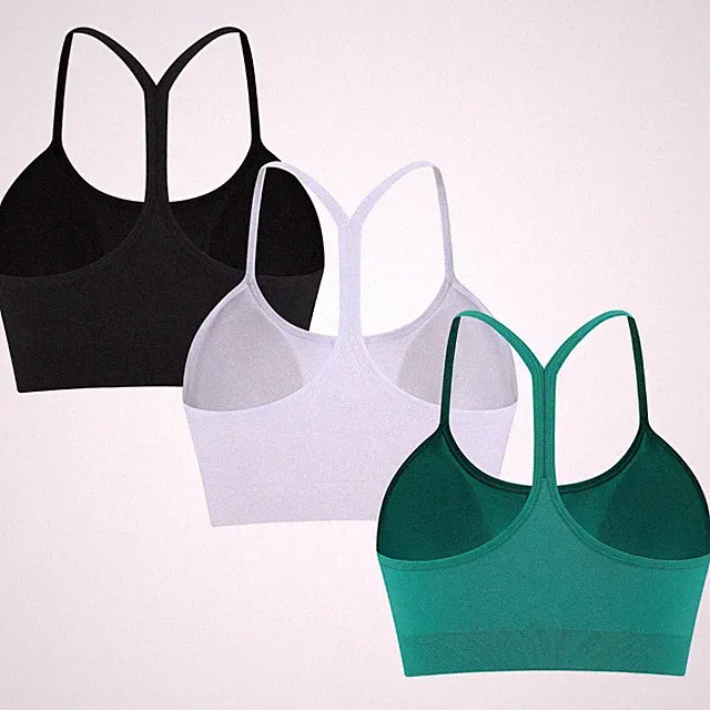 Sport BH Damen ohne Bügel Racerback Spaghetti Träger Sport Bustier Damen Gepo...