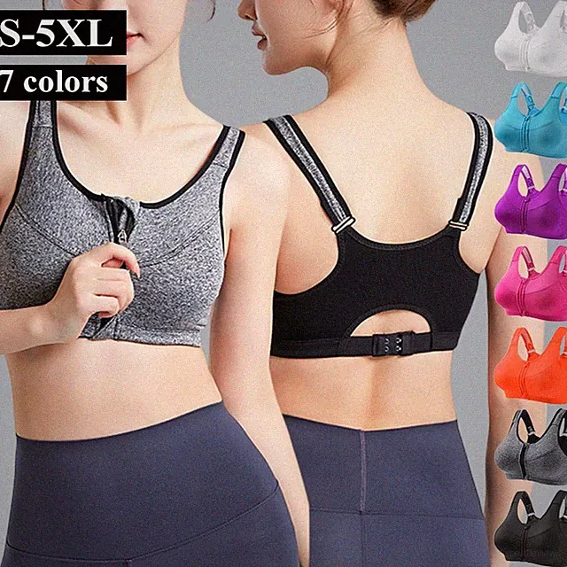 Sport-BH Damen Push Up Bra Yoga Fitness Unterwäsche Front-Reißverschluss XL-5XL