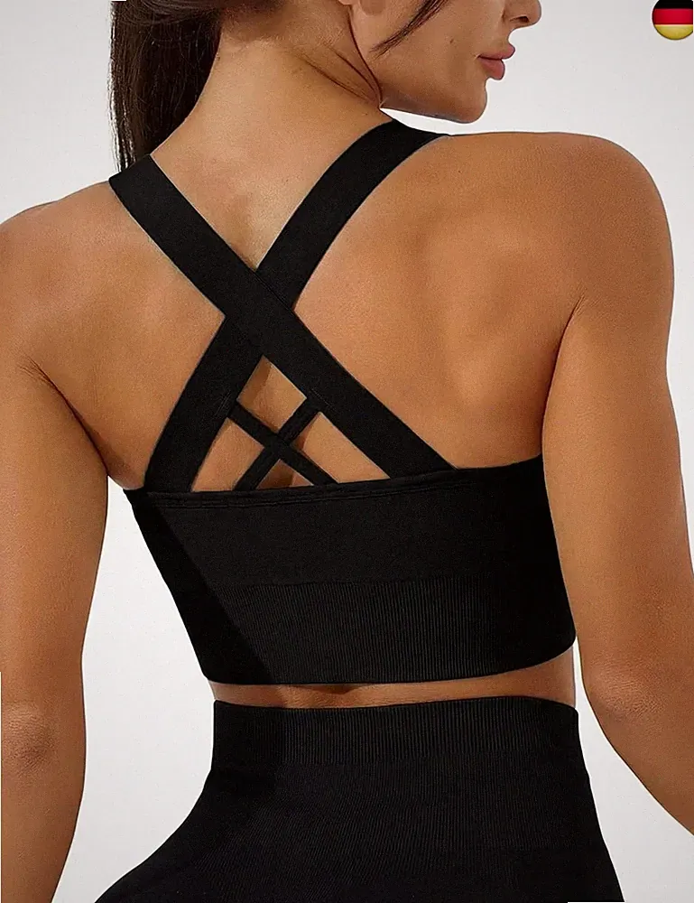Sport BH Damen Push up, Sports Bra Ohne Bügel Sport BH Rückenfrei, mit Breiten T