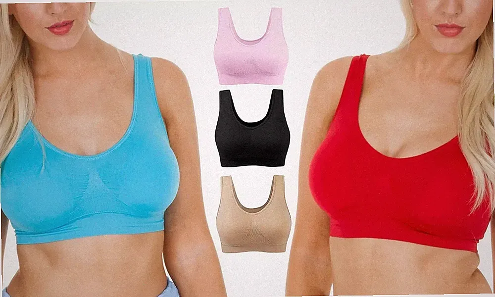 SPORT BH GEPOLSTERT NAHTLOS BÜGELFREI STRETCH BH MASCHINENWASCHBAR
