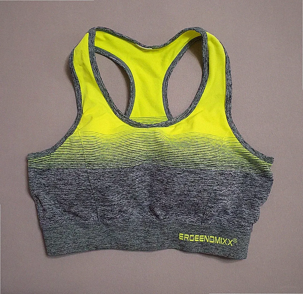 Sport BH • Gr. S• Grau Melange und Gelb