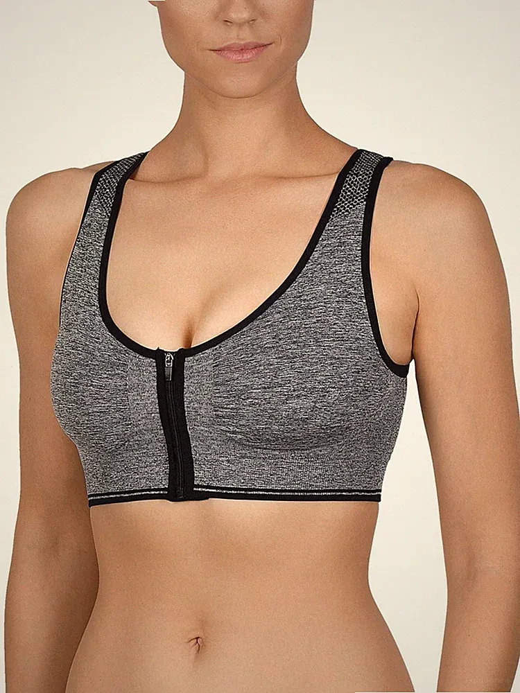 Sport BH grau ohne Bügel Racerback Sport Naturana BH passt Prothese Größe L