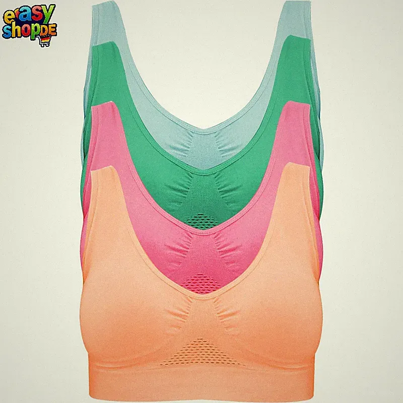 Sport BH Nahtlos Ohne Bügel 4er Pack Für Freizeit Beruf Damen