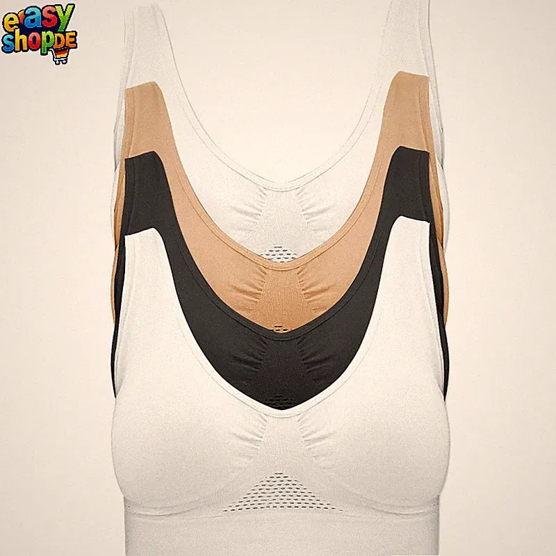 Sport BH ohne Bügel Nahtlos 4er Pack für Freizeit Beruf Damen Sportbekleidung