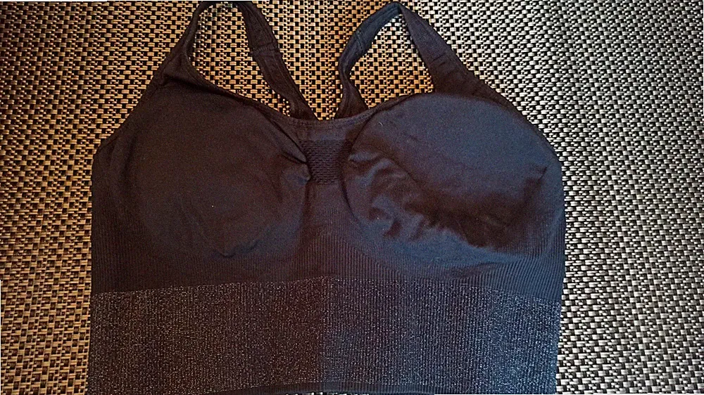 Sport BH, Top, mit Einlagen, Gr. L, Silber-Bund, Super Halt, NEU