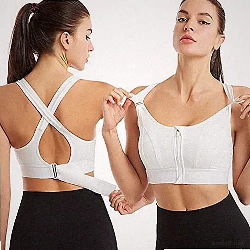 Sport BHS für Frauen Front Zip Sport BHS mit abnehmbaren Pads Nahtloser Yoga...