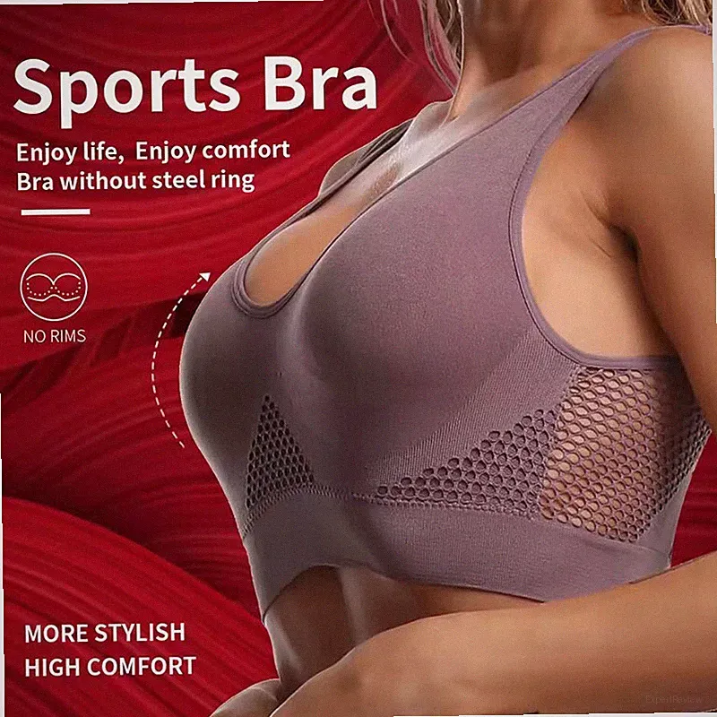 Sport Bustier Damen Push-Up BH Bra Bügellos Gepolsterter Seamless Melange Bra ☆