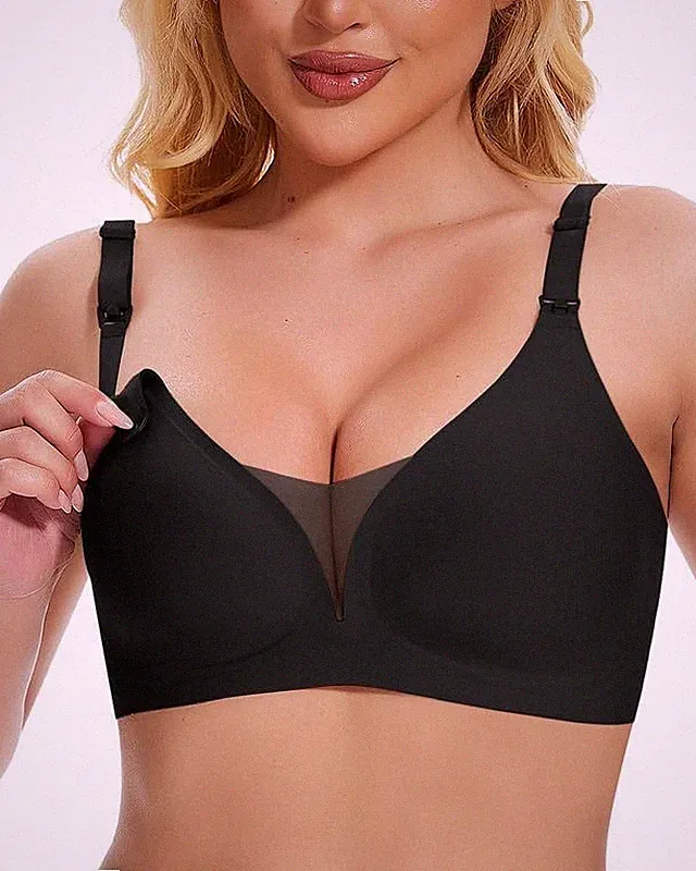 Still-BH ohne Bügel Gepolstert Spitze Nahtlos für große Brüste Schwarz 1 Stück