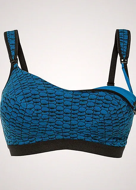 Still BH ohne Bügel Gr. 85 Cup E Blau Schwarz Bedruckt Damen-Unterwäsche Neu