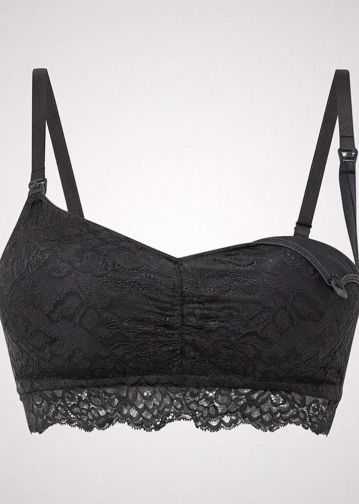 Still-BH ohne Bügel m Allover-Spitze Gr. 36 Nachtblau Damen-Bra Unterwasche Neu*