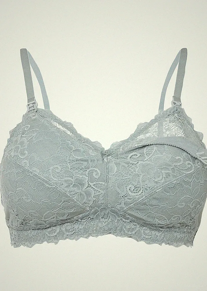 Still-BH ohne Bügel recycelter Spitze Gr. (95) E Silbergrau Bra Unterhemd Neu*