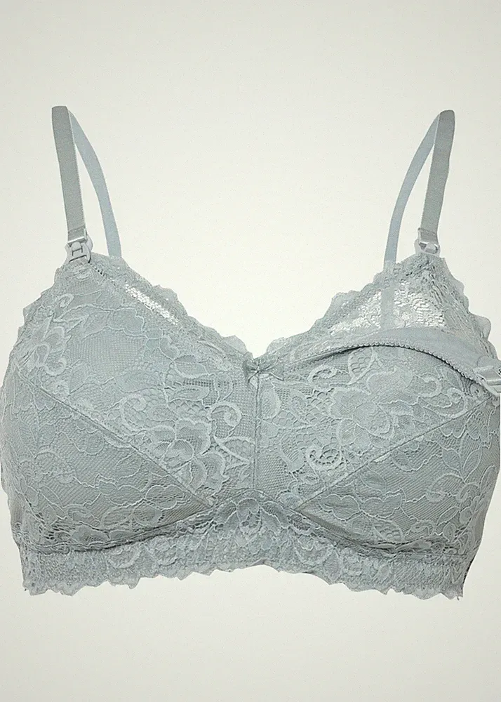 Still-BH ohne Bügel recycelter Spitze Gr. (95) E Silbergrau Unterwäsche Bra Neu