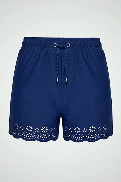 Studio Untold Damen große Größen Badeshorts weites Bein Lasercut Saum 829412