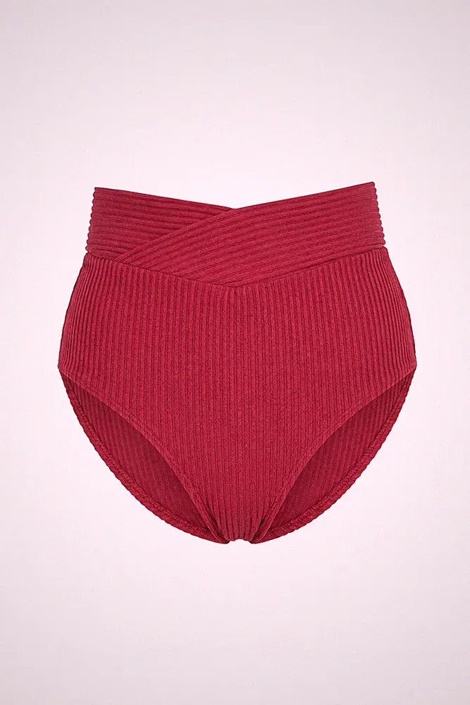 Studio Untold Damen große Größen Bikini Slip High Waist Frottee Streifen