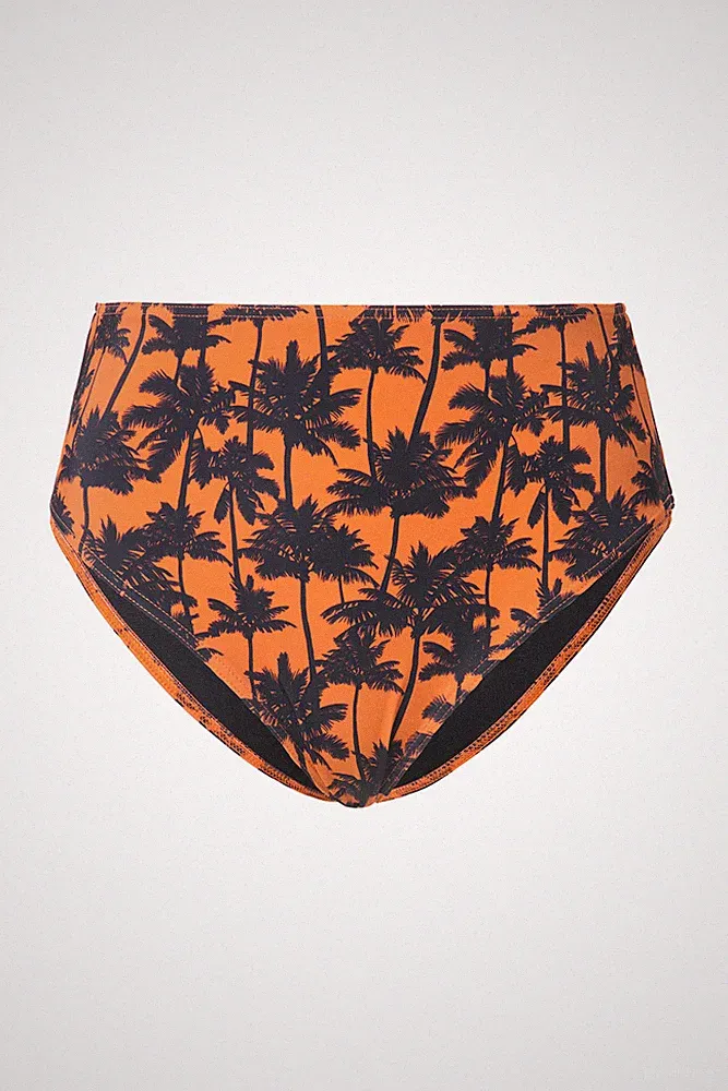 Studio Untold Damen große Größen Bikini Slip HighWaist Palmenprint