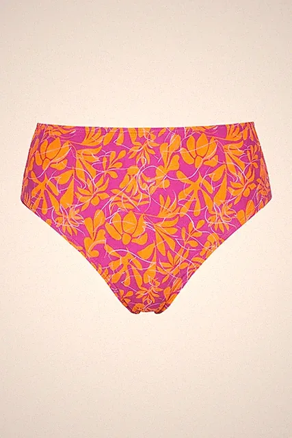 Studio Untold Damen große Größen Bikini Slip Panty Neon Flowers High Waist