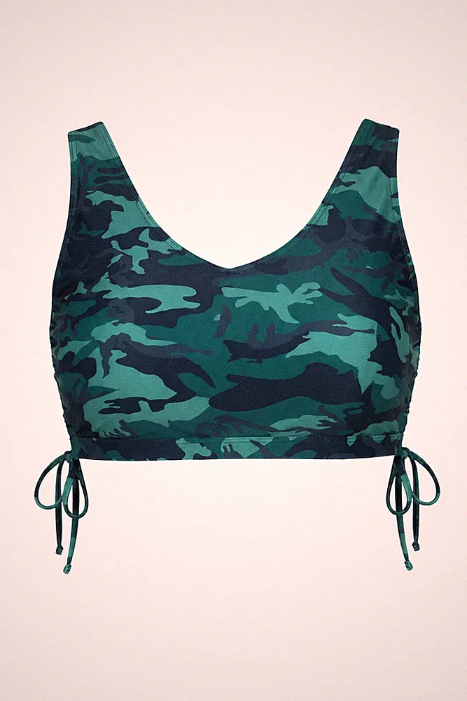 Studio Untold Damen große Größen Bikini Top Camouflage Raffbänder