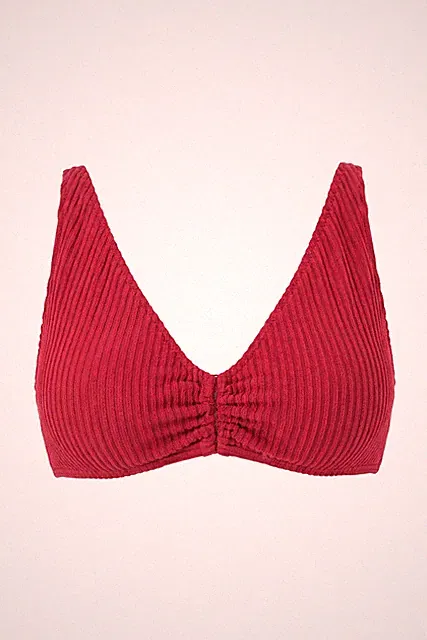 Studio Untold Damen große Größen Bikini Top Frottee Streifen Zierring