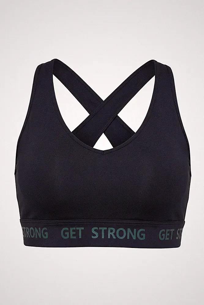 Studio Untold Damen große Größen Sport Bustier Get Strong gekreuzte Rückenträger