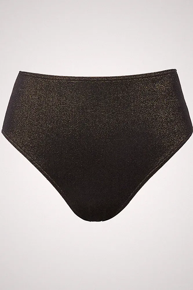 Studio Untold große Größen BH 42 schwarz Bikini Slip HighWaist Glitzereffekt