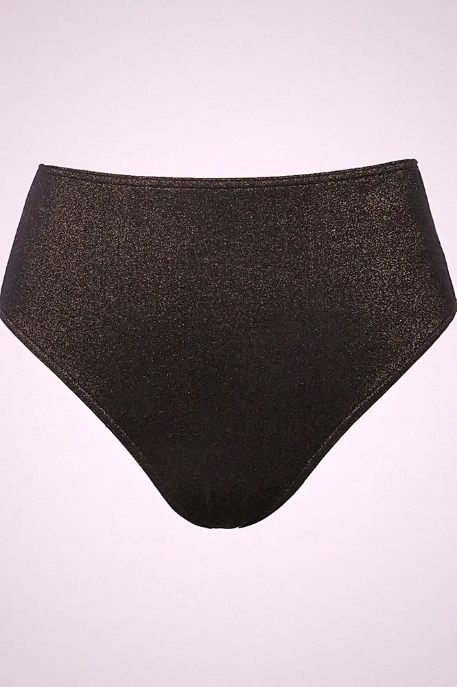 Studio Untold große Größen BH 42 schwarz Bikini Slip HighWaist Glitzereffekt