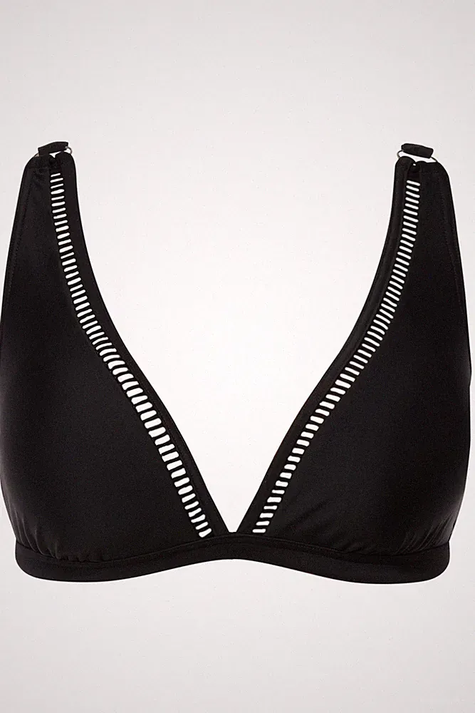 Studio Untold große Größen Soft BH 42 schwarz Bikini Top Softcups Gitterbordüre