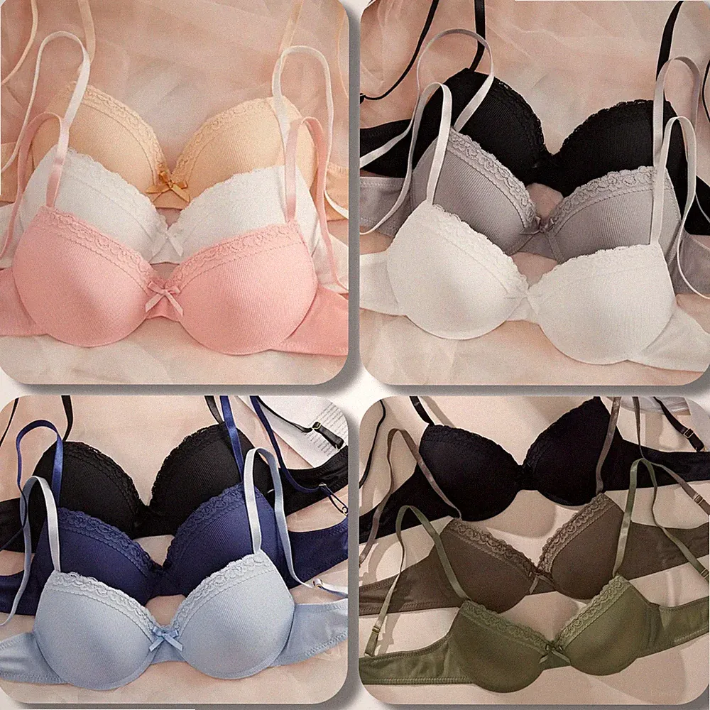 Süßes 3er Pack Damen Bügel Schalen Push Up BH Set Unterwäsche Dessous Cup A B C