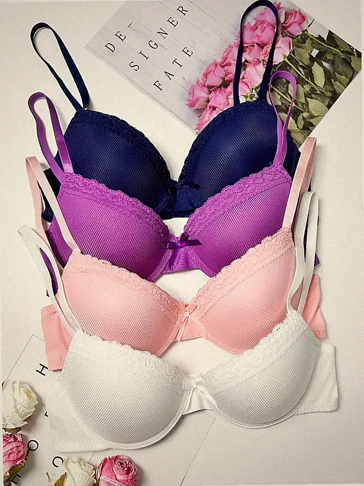Süßes 4er Pack Damen Bügel Schalen Push Up BH Set Unterwäsche Dessous Cup A B C