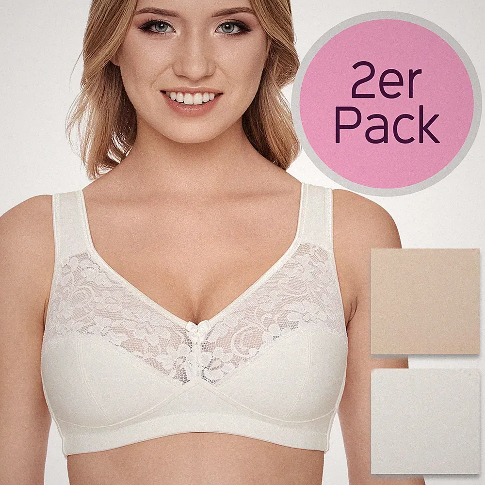 SUSA 2er Sparpack Entlastungs BH ohne Bügel 27931 Gr. 75-105 B-E in Champ.-Skin