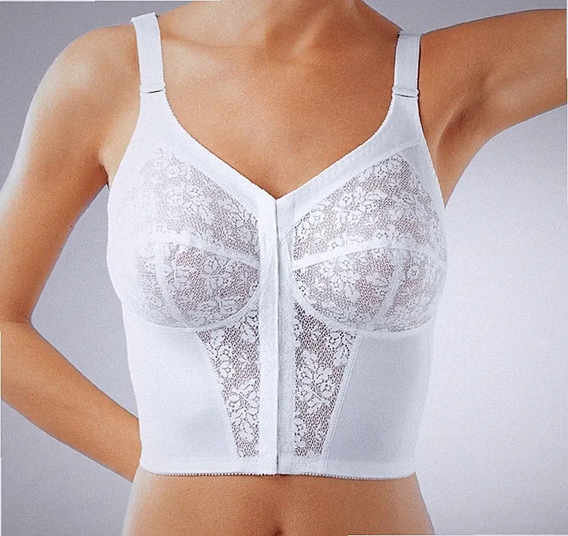 Susa 9606 Vollstretch Longline BH 85 - 125 Cup A - D Vorderverschluß Weiß / Haut
