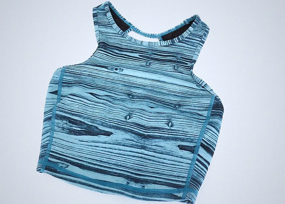 Sweaty Betty Damen Sport-BH 2XS Blau Dehnbar Bedruckt Ärmellos Fitness Pull-On