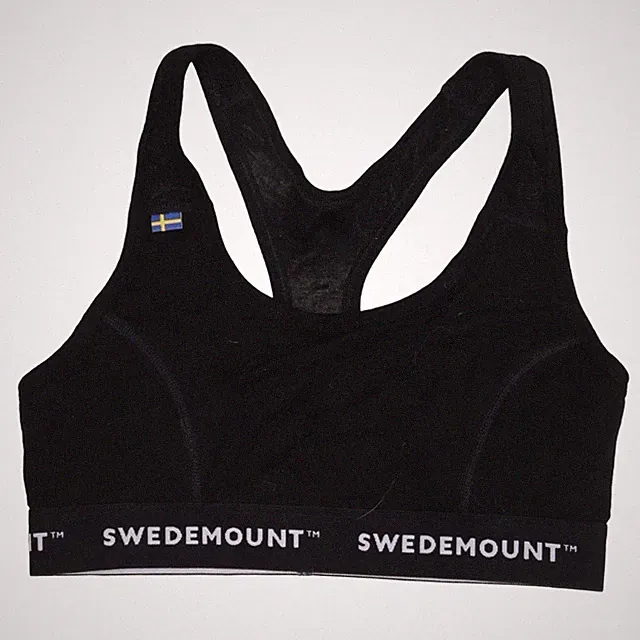 Swedemount, Sport-BH, Größe: 36/38, Schwarz, Merinowolle/Tencel, Einfarbig #BsN