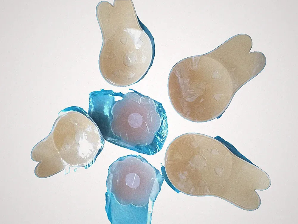 Syhood 3 x Paar L rückenfreie trägerlose selbstklebende BH-Pads 2 nude/1 rosa Silikon