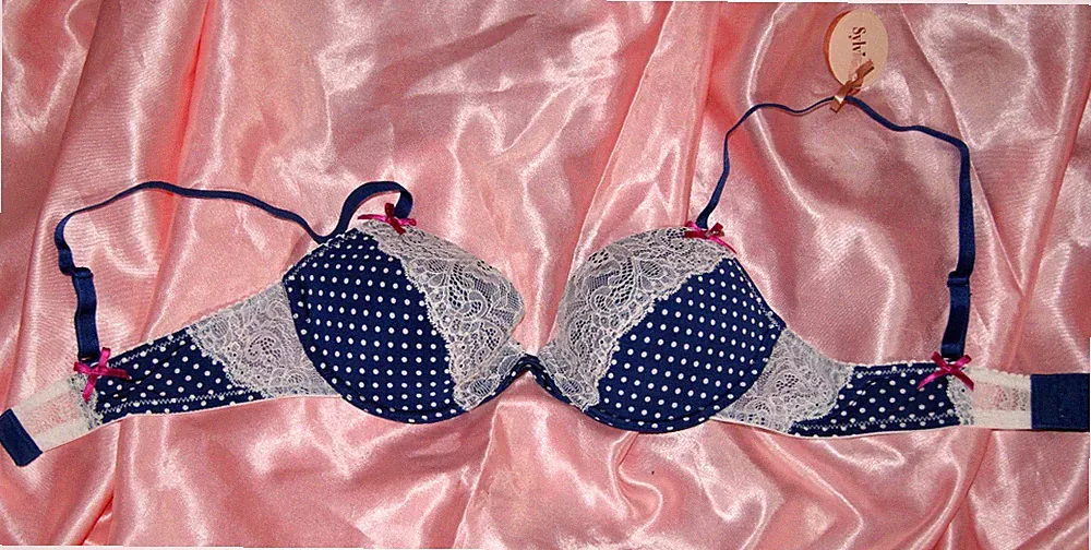 SYLVIE Lingerie SPITZEN - Bügel - BH Bra dunkelblau Punkte Spitze süß Gr. 70 B