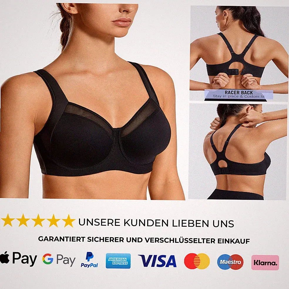 SYROKAN Damen Doppellagiger Sport BH ohne Bügel gepolsterte Cups Ringerrücken