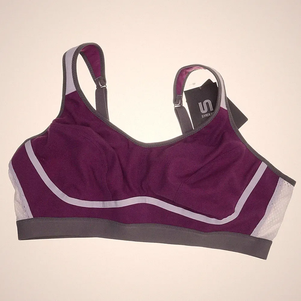 Syrokan, Sport-BH, Größe: 100C, Lila/Weiß/Grau, Elasthan/Polyamid/Polyester #ECK