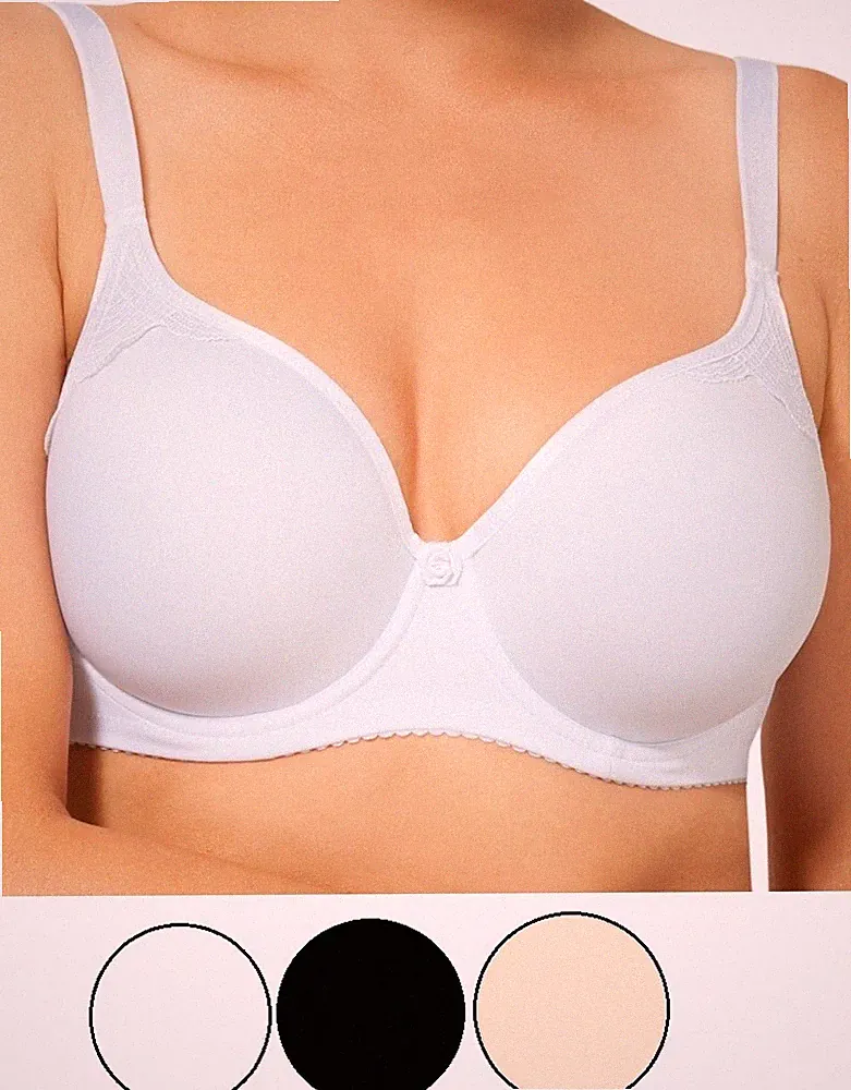 T-Shirt BH mit Bügel Soft Schalen nahtlos gepolstert Dessous weiß schwarz beige