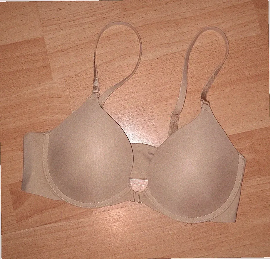 T-shirt BH mit Bügel und Verschluss vorne, beige, 65B, Cherries