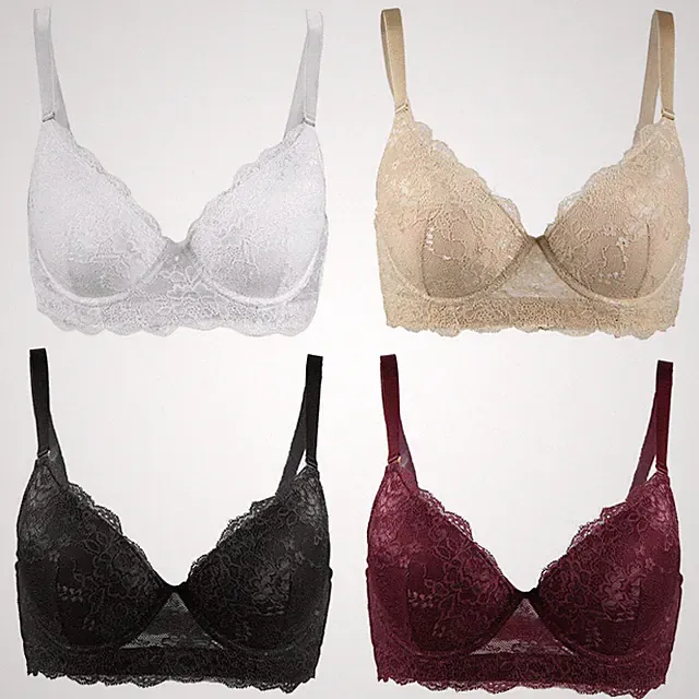 T-Shirt-BH Spitze Schalen BH Damen Klassisch Push Up Dessous Bügel