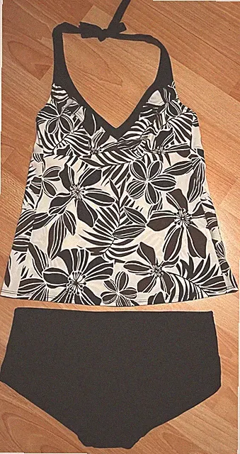 Tankini aus recyceltem Polyamid 38 NEU LIDEA schwarz weiß braun; Bikin; Bade